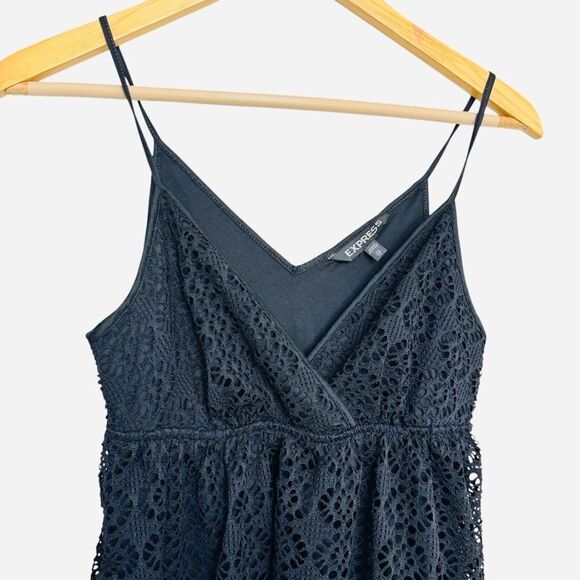 Express Cocktail Party Dress XS Spaghetti Strap V-Neck  Eyelet Lace Sun Dress - Picture 4 of 9